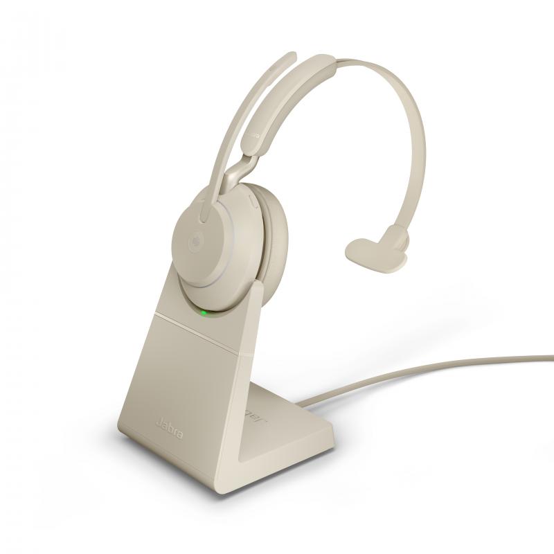 Jabra Evolve2 65 MS inklusive laddställ USB-C beige mono headset