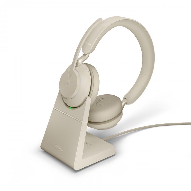 Jabra Evolve2 65 MS inklusive laddställ USB-C beige stereo headset