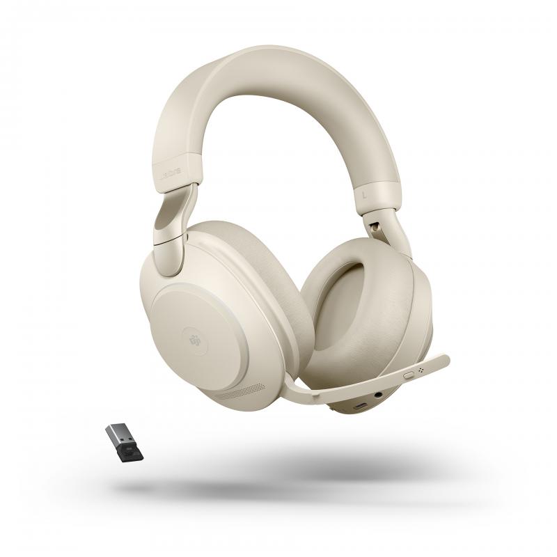 Jabra Evolve2 85 MS inklusive laddställ 3,5 mm USB-A beige stereo headset